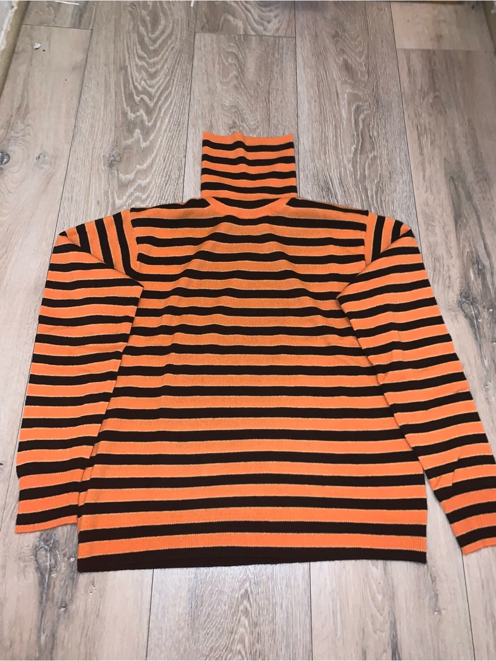 Marni x Uniqlo Striped Turtle neck Sweater 100% Cashmere Orange/Blk Size: Medium